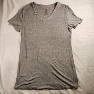 Kindred Bravely Gray Bamboo V Neck Long Stretchy Maternity Tee Shirt - Small